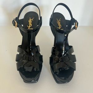 Saint Laurent Tribute Patent Platform Sandals size 38 1/2